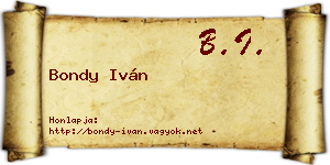 Bondy Iván névjegykártya
